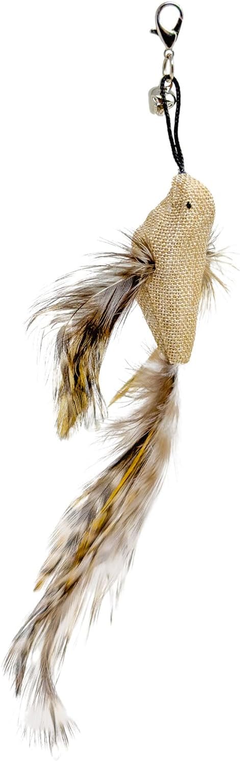 Interactive Bird Simulation Cat Toy Set, Interactive Cat Toys for Indoor Cats, Cat Feather Toy, Self-Holding Suction Base, 5 Replacement Birds, Feathers & Bells (5 Replacement Birds)