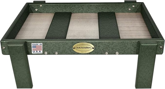 Amish American Made Platform Bird Feeder, Free Standing Ground Bird Feeders for Outdoors, Feeder for Wild Birds, Chicken, Squirrel, Gift for Birdwatchers (Turf Green with Reinforcement)