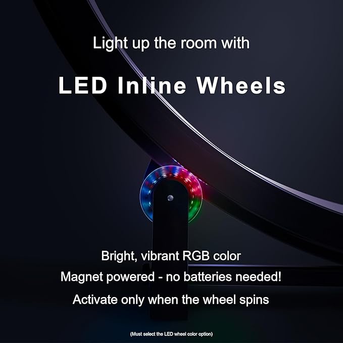 One Fast Cat - Cat Exercise Wheel - Gen. 7 - Safe 48" Diameter - Made in The USA - White Wheel with Black Felt Traction Pads and Light-Up LED Inline Wheels