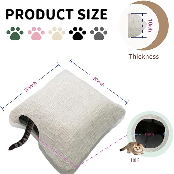 Peekaboo Cat Cave Small Square Tunnel pet House, Comes with Two Protective Covers as a Gift