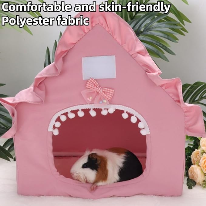 Bunny Tent Guinea Pig House Bed Cozy Hamster Cave Large Hideout for Dwarf Rabbits Hedgehog Bearded Dragon Nest Hamster Cage Accessories (Blue)