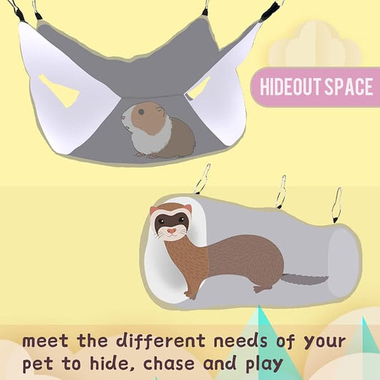 Luminous Noctilucent Glow Guinea Pig Rat Hammock Tunnel, Ferret Hanging Bunk Bed Hammock, Rat Ferret Guinea Pig Hideout and Soft Bed for Small Animals (5.Moon Tunnel Hammock)