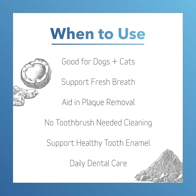 InClover Dog and Cat Dental Powder for Teeth Cleaning and Enamel and Gum Health, Natural Pet Supplement, Breath Freshener - Naturally Flush Away Tartar, No Brushing Necessary