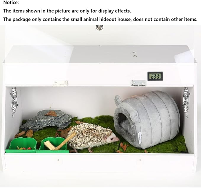 YOGURTCK Hamster Hedgehog Guinea Pig Cave Bed Nest Hideout, Small Animals Cage Supplies Warm House - Gray
