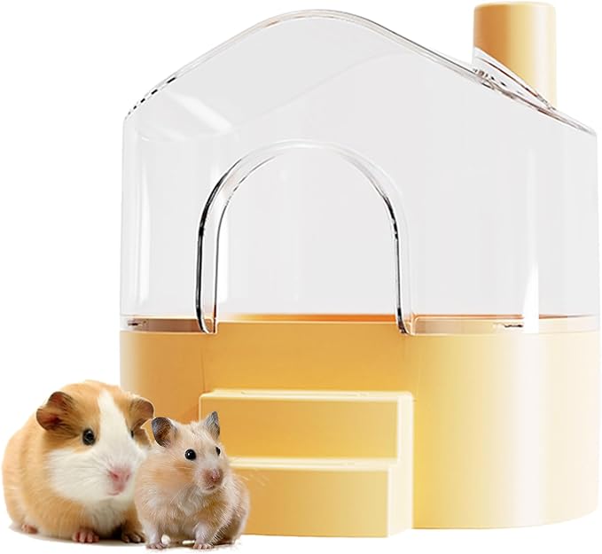 Hamster Sand Bath Container Box Large Space Hamster Bathtub Digging Sand Container for Pygmy Hamsters, Chinchilla, Rats, Mice, Gerbils, Other Small Animal (Yellow)
