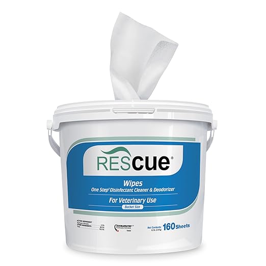 REScue One-Step Pet Wipes - Cleaner for Kennels, Litter Boxes & More, Extra Large 11x12 Inch Wipes, 160-Wipes Bucket