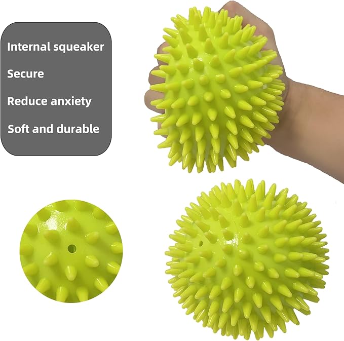 4.5” Heavy squeaky dog ball toys are suitable for medium and large dogs, Dog Chew Toys, Dog Toys for Aggressive Chewers, Spike Ball Toys for Clean Teeth and Training, Toys That Keep Dogs Busy (4 Pack)