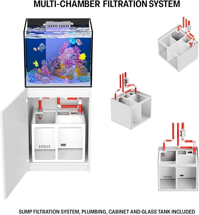 Saltwater Aquarium Tank | 50 Gallon Ultra Clear Glass with Sump, White