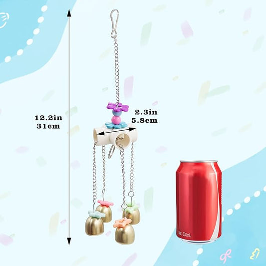 2 Pack Bird Enrichment Toys, Bird Chew Toys with Colorful Decor and Shining Bells, Bird Cage Accessories for Budgies, Cockatiels, Lovebirds, Conures, Quakers, Small to Medium Birds
