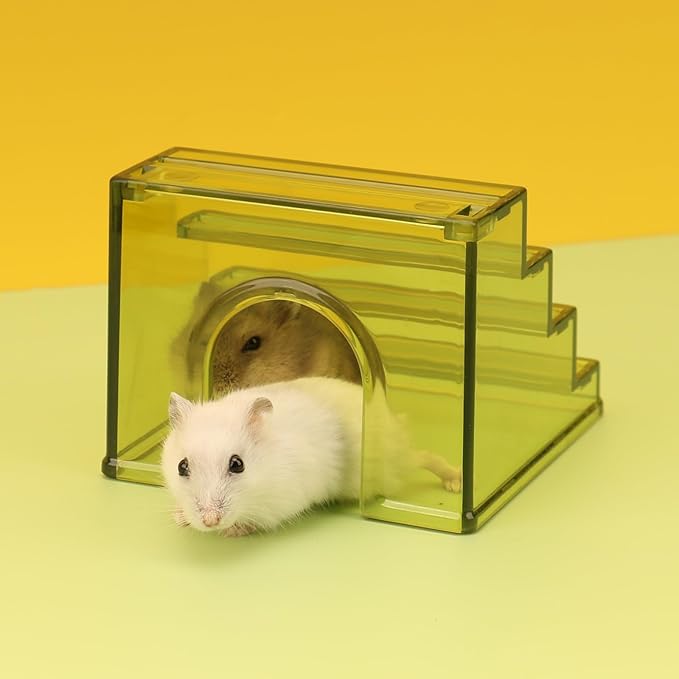 Hamster Hideout Ladder Bridge,Hamsters Climbing Toy,Climbing Ladder with Hamster House,Hideout Chamber for Dwarf Hamsters mice and Small Animals Habitat décor (Blue)