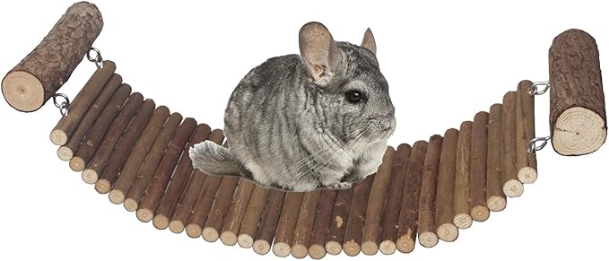 Chinchilla Wooden Suspension Bridge Platform Toy, Small Animal Climbing Toys for Chinchilla Hamsters Sugar Glider Squirrel Gerbils Rat and Other Small Animals