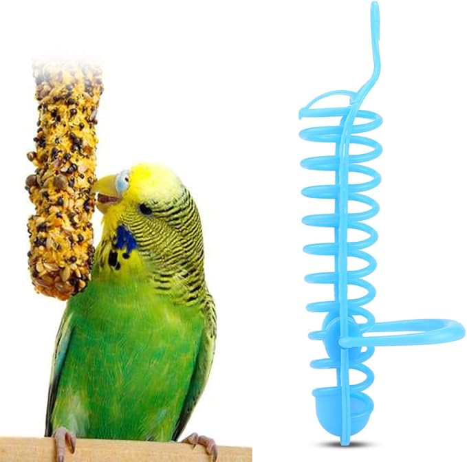 Parrots Feeder Basket, Milet Holder Feeder, Bird Cage Treat Holder for Fruit and Vegetable Milet Containers, Pet Birds Hanging Foraging Toys (Blue)