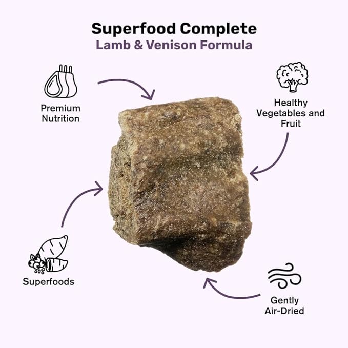 by Katherine Heigl- Superfood Complete, Air-Dried Adult Dog Food - High Protein, Zero Fillers, Superfood Nutrition (64 Ounce (Pack of 2), Lamb & Venison)