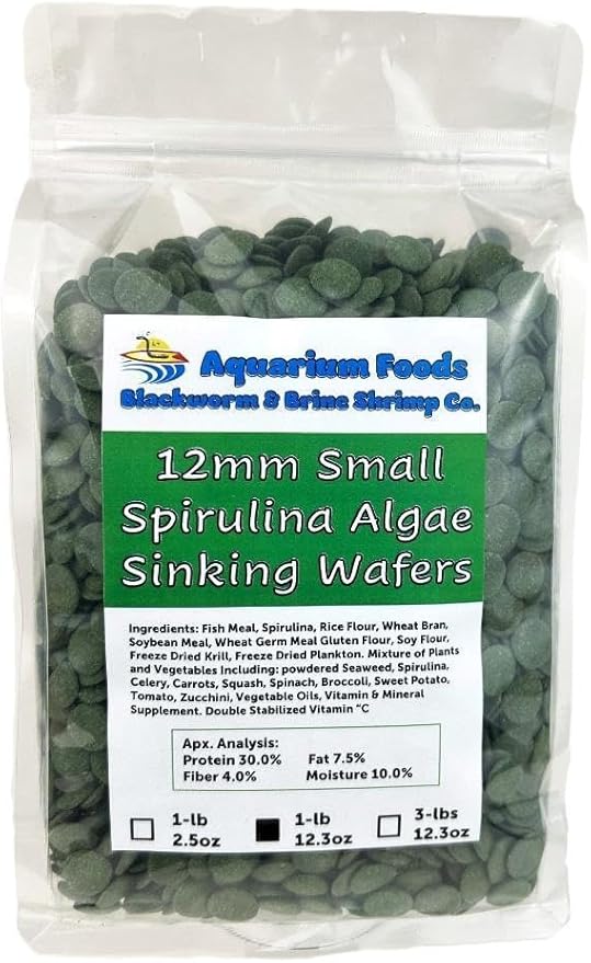 Aquatic Foods Inc. 12mm - 1/2" Small Sinking Wafers of Algae, Spirulina, Veggies for All Tropical Fish, African Cichlids, Shrimp, Snails, Crabs, Catfish, Plecos..…1-lb 12.3oz Clear Bag