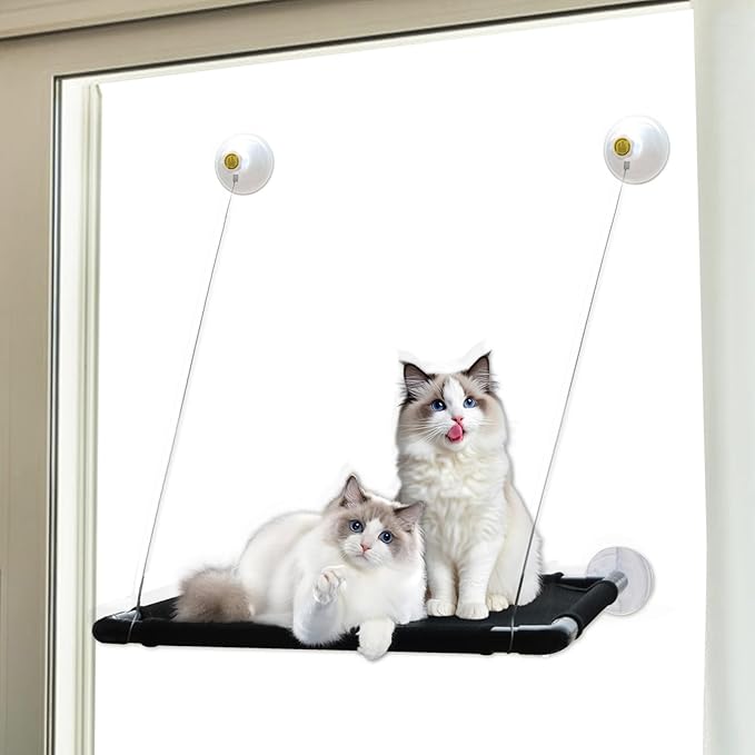 Cat Window Hammock Bed with Suction Cups – Foldable Window Perch & Shelves – Extra Large Bed for Indoor Cats, Holds 2 Large Cats