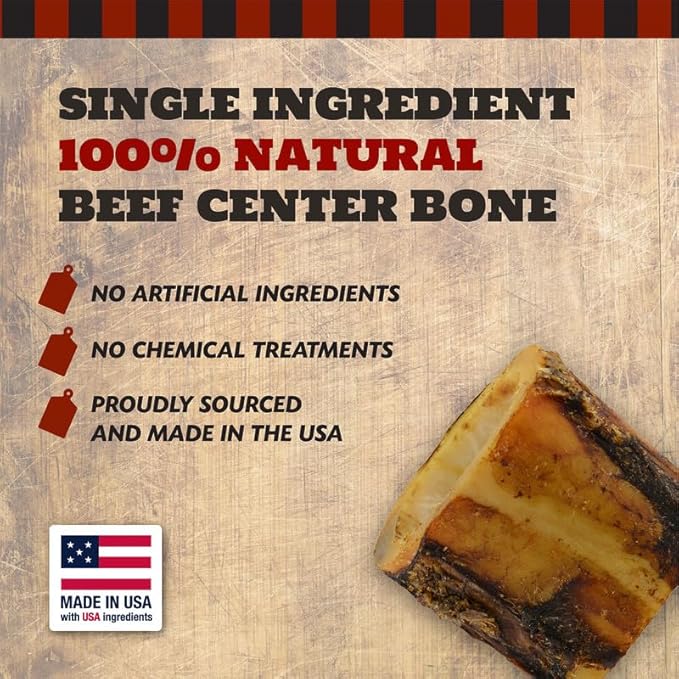 2" Beef Marrow Dog Bones for Aggressive Chewers, Medium Breed Dog Treat, Natural, Tough, Chew Toy, Made in The USA, 12 Count