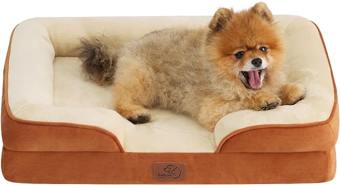 Bedsure Orthopedic Dog Beds for Small Dogs - Washable Small Dog Cat Bed Waterproof, Comfort Pet Couch Sofa with Washable Removable Cover, Pets Bed with Nonskid Bottom, Ember Clay, 24"