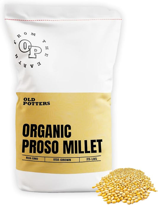 Wildlife Organic White Millet for Bird Feeding and Wildlife Bird attracting, Non-GMO and USA Grown, 25 lbs