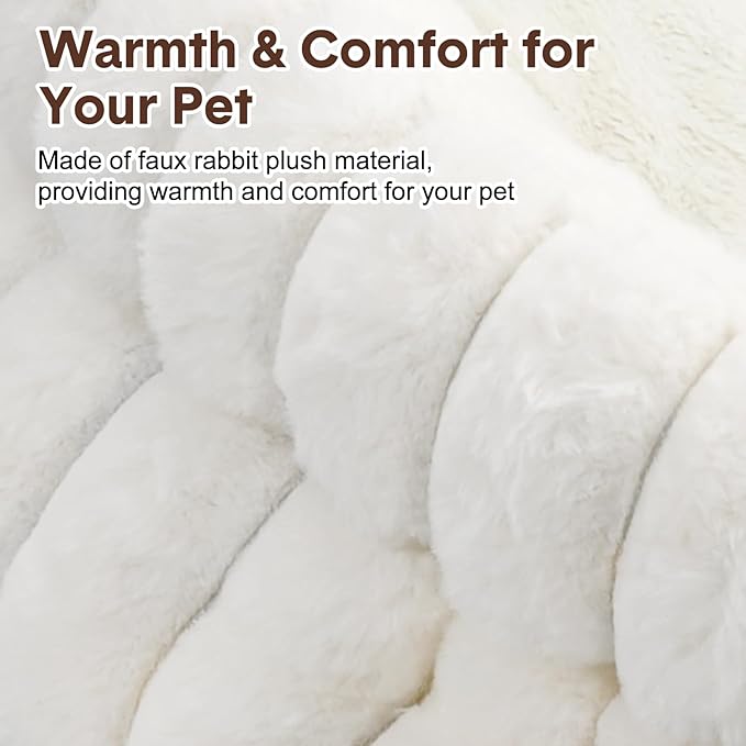 Cat Beds for Indoor Cats, Washable Round Bed for Small Dogs, Soft Pet Bed for Puppy and Kitten with Anti-Slip Bottom (White, 24in)