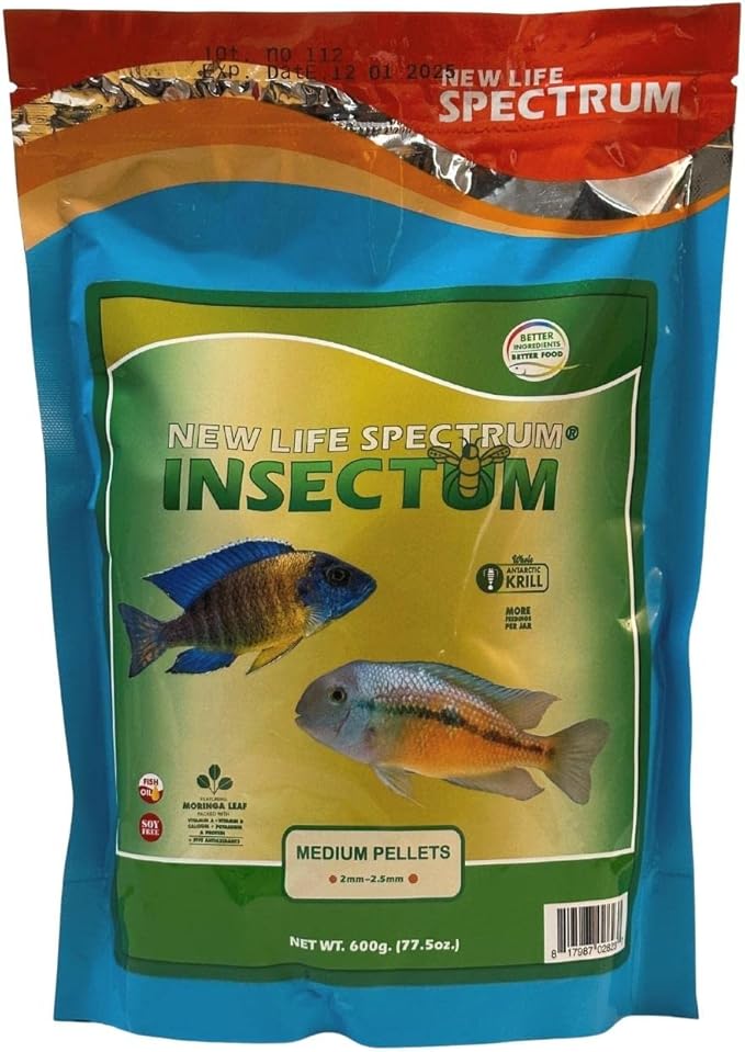 New Life Spectrum INSECTUM 600 G. 2-2.5 MM Medium Sinking Pellet Food NLS