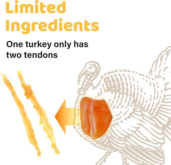 iPaw Turkey Tendon for Dogs 5 Pcs Value Pack, Ingredient Sourced from USA, Hypoallergenic, All Natural Human Grade Puppy Chew, Dog Treats for Signature Series, Rawhide Alternative, Bone (Medium)