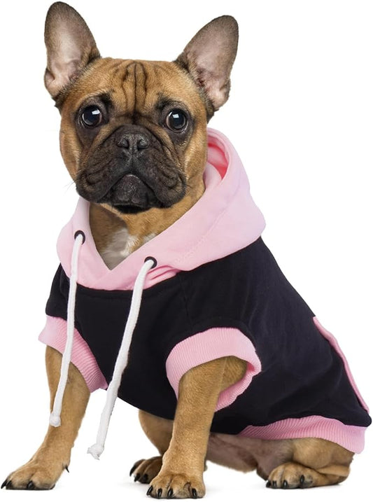Dog Sweatshirt - Cotton Hoodie Soft Breathable Sweater for Medium Dogs, Sleeveless Clothes Cozy Coat for Spring Autumn Winter, Pink L