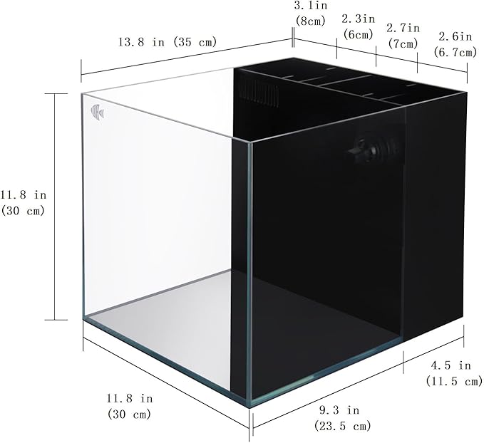 Coralland 8-Gallon Saltwater Aquarium - Ultra Clear Low Iron Glass, 45° Angled Joint Design, Crystal Clear Viewing, Perfect for Marine Fish & Reef Tanks & Freshwater
