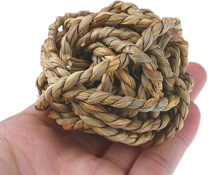 10PCS Rabbit Grass Balls 2.8in Large Guinea Pig Balls Small Animal Activity Enrichment Toy for Bunny Chinchilla Hamster Gerbil Grinding Playing