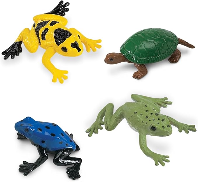 Safari Ltd. Frogs & Turtles TOOB - 12 Mini Frog and Turtle Figurines - Educational Toy Set for Boys, Girls,and Kids Ages 3+