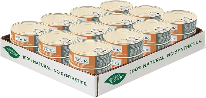 Nature's Logic Wet Can Cat Food - Feline Feast 95% Animal Ingredients - No Synthetic Vitamins, Minerals or Artificial Additives, 100% Natural, Grain-Free, Made in USA, Duck & Salmon (5.5 oz, 24 pack)