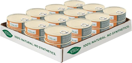 Nature's Logic Wet Can Cat Food - Feline Feast 95% Animal Ingredients - No Synthetic Vitamins, Minerals or Artificial Additives, 100% Natural, Grain-Free, Made in USA, Duck & Salmon (5.5 oz, 24 pack)