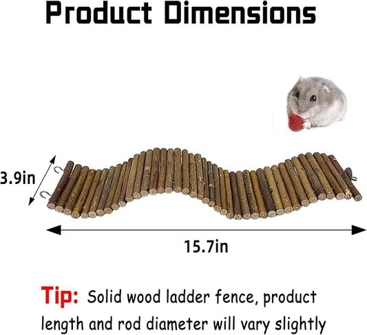 Rat Bendy Long Suspension Bridges Gerbil Wooden Ramp Hamster Cage Climbing Ladder Natural Wood Chews Toys for Rodents Mouse Dwarf Hamster