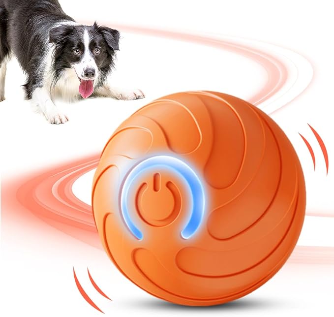 Vibrating Dog Ball, Moving Dog Ball, Shaky Ball Toy for Dogs, Interactive Bouncing Ball for Dog, Automatic Moving Dog Toy Ball, Shaking Dog Ball for Small Medium Large Dogs (Orange)