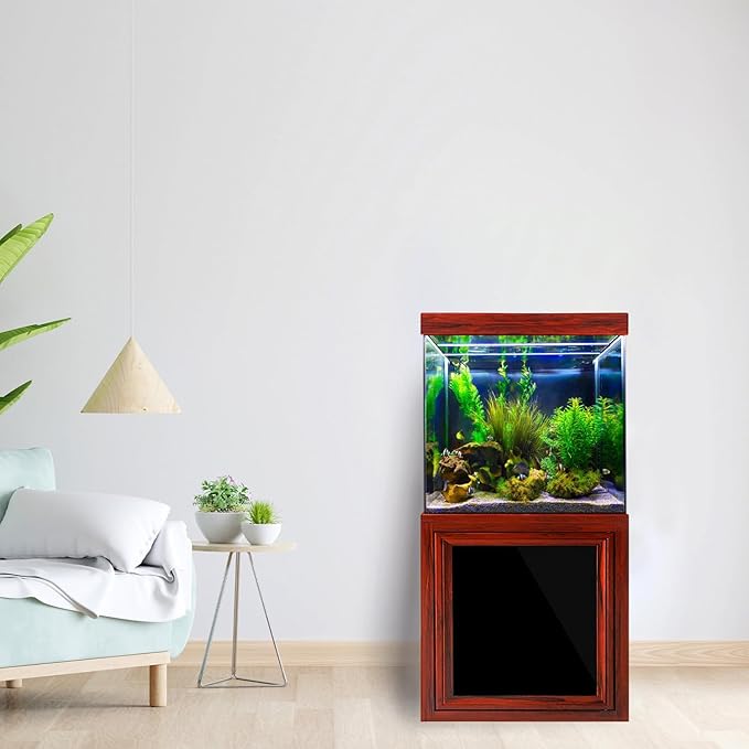 40 Gallon Fish Tank with Premium Tempered & Ultra Transparent Glass (Complete Aquarium Setup) RED Wood