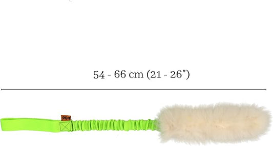 Dingo Dog Toy - Sheepskin tug with Green Bungee, Agility Motivation Reward tug for Training and Fun 15581