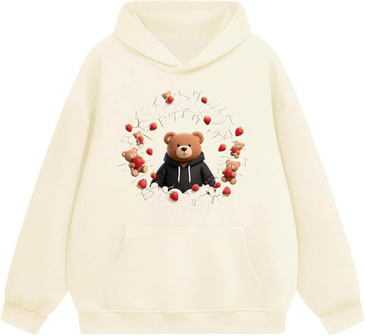 Oversized Hoodies for Women 2025 Trendy Cute Dog Cat Print Sweatshirts Hooded Pullover Tops with Kangaroo Pocket