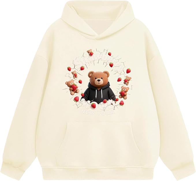Oversized Hoodies for Women 2025 Trendy Cute Dog Cat Print Sweatshirts Hooded Pullover Tops with Kangaroo Pocket