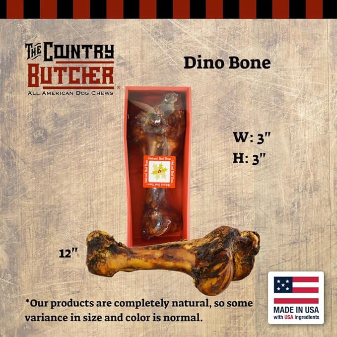 Giant Dog Bone, Gift for Dogs - Birthday, Gotcha, Holiday Large and Medium Breeds, Natural, Tough, Made in The USA, 1 Count