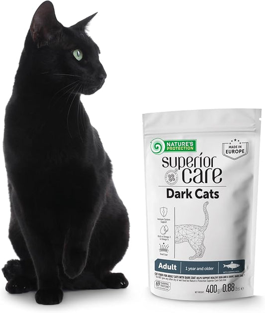 Nature's Protection Dry Cat Food - Grain Free, High Protein Cat Food Dry Kibble for Indoor Adult Cats with Dark Fur - Sensitive Stomach, No Tear Stains & Hairball (Superior Care - Herring, 14.11 lb)