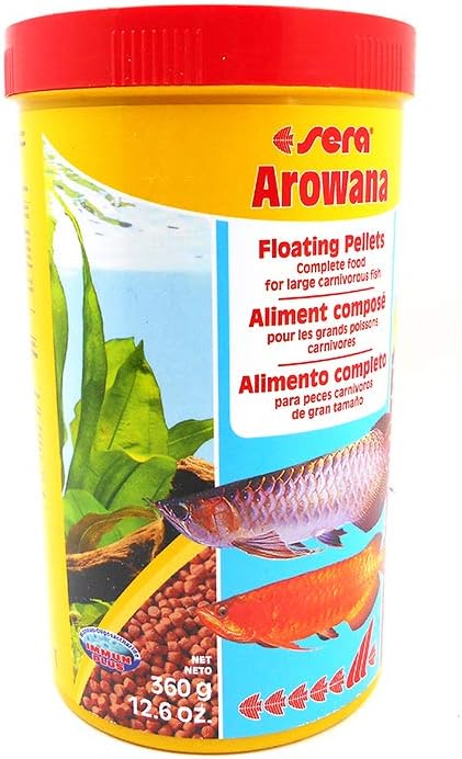 sera Arowana 12.6 oz 1000 ml | Arowana Fish Food Pellets for Carnivorous Fish | Floating Pellets with High Aquatic Protein | Tropical Food | Aquarium Food for Carnivore Fish