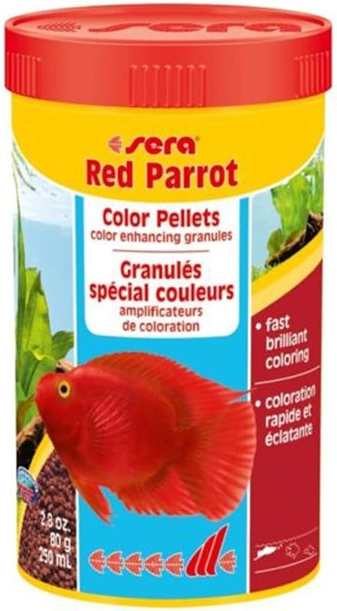 Sera Red Parrot Color Granules 33,8 fl oz | for Parrot Cichlids & Other fastidious, Colorful Fish | Natural carotenoids & Krill for Colorful Fish | Valuable Ingredients for Optimal Growth Development