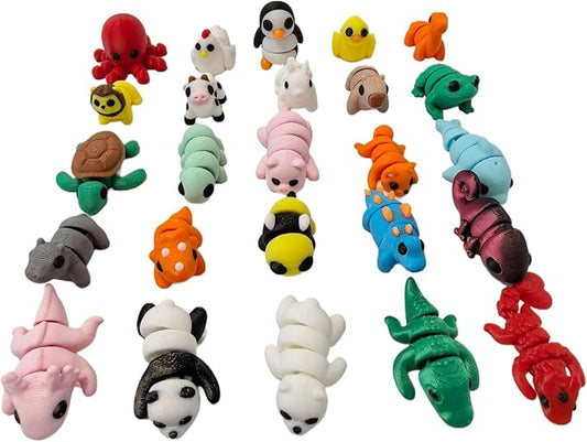 25pcs Mini Animals Figures,3D Printed Animals and Flexible Joints Fidget Toys, Small Animal Figurines Fit Fidget Toy Set,Pocket Pets,Birthday fillers, Teen Reward Gifts(25PC)