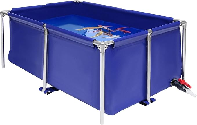 Aquarium Tank Above Ground Fish Pond,Canvas Pond,Foldable Above Ground Fish Aquarium Ornamental Swimming Pool Water Storage Tank with Drain Valve for Home Aquaculture