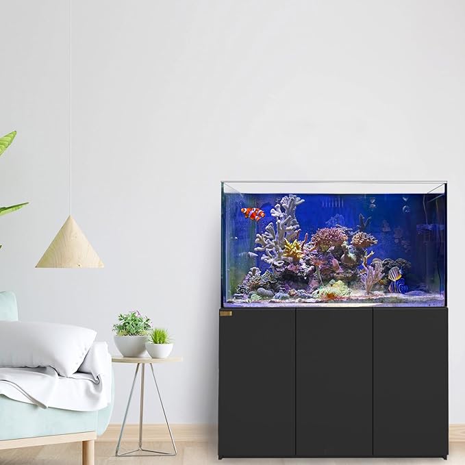 Coral Reef Aquarium Tank | 220 Gallon Ultra Clear Glass with Sump, Black