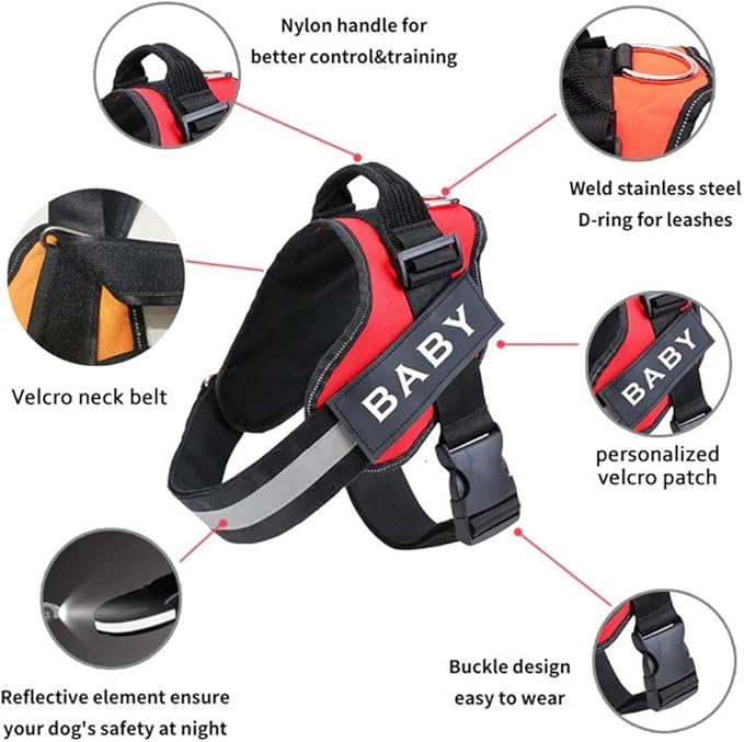 HOTGOL Custom No Pull Dog Harness with Personalize Name and Phone Number Tag,Reflective Breathable Adjustable Pet Vest for Small to Large Dogs