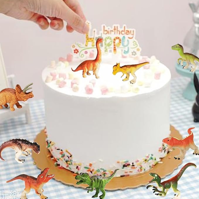14 Pcs Figures Toys Realistic Mini Dinosaurs Animal Figurines, Plastic Learning Educational Playset Animal Themed Party Supplies Cake Topper Ornaments for Easter Egg Birthday Christmas