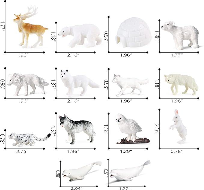 SIENON 26Pack Polar Animal Figures,Mini Plastic Arctic Antarctic Sea Animal Figurines Penguin Polar Bear Walrus Snowy Owl Wolf for Kids Toddlers Birthday Cake Topper Gift Easter Egg Filler