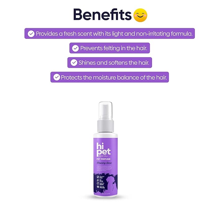 Hi Pet Flowery Base Pet Perfume, Cat & Dog Perfume Spray Long Lasting, Cat and Dog Cologne to Soften, Shine, Refresh the Coat, 4.06 Fl Oz (Pack of 1)