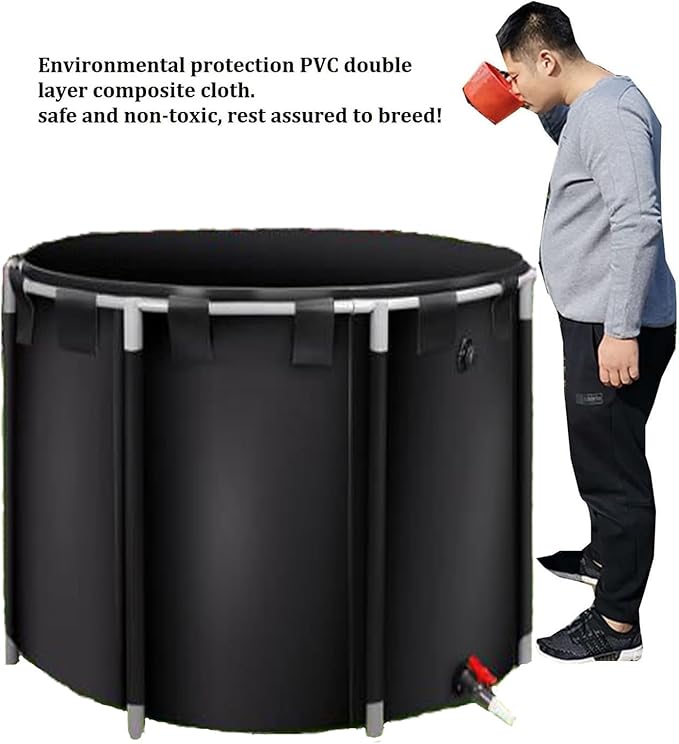 Above Ground Pond,Canvas Fish Pond Pool,Round Thickening Koi Pond Tank,PVC Fish Pond,Pool Above Ground with Durable Framed,for Fish Farming Aquatic Products Breeding Pond 59x39in/449Gal