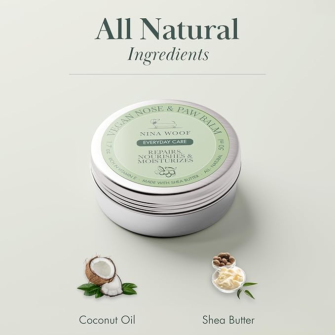 All-Natural Dog Paw & Nose Balm – Vegan Dog Grooming Supplies | Dog Paw Moisturizer & Nose Butter for Dogs | Safe Snout Soother for Dry Nose & Cracked Paws